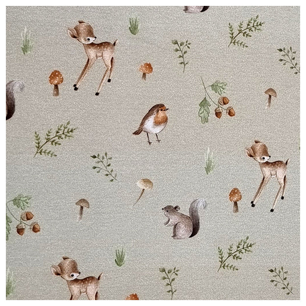 Interlock Jersey Waldtiere lindgrün