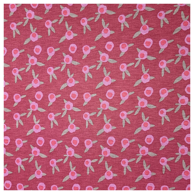 Stoffpaket Alpensweat Rosen und streifen mit Bündchen Bio