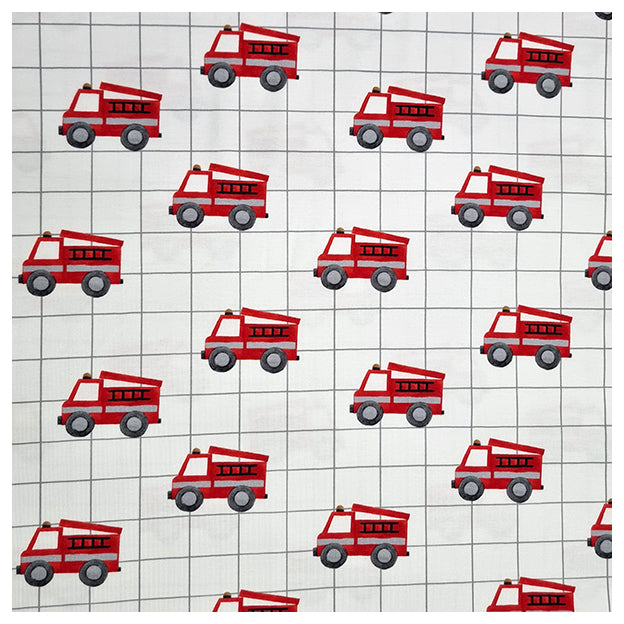 Stoffbox Jersey Feuerwehrautos mit Bündchen