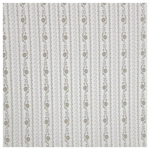 Baumwolle gestreift mit Blumenmotiv weiß und beige