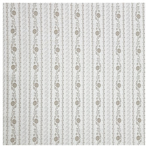 Baumwolle gestreift mit Blumenmotiv weiß und beige