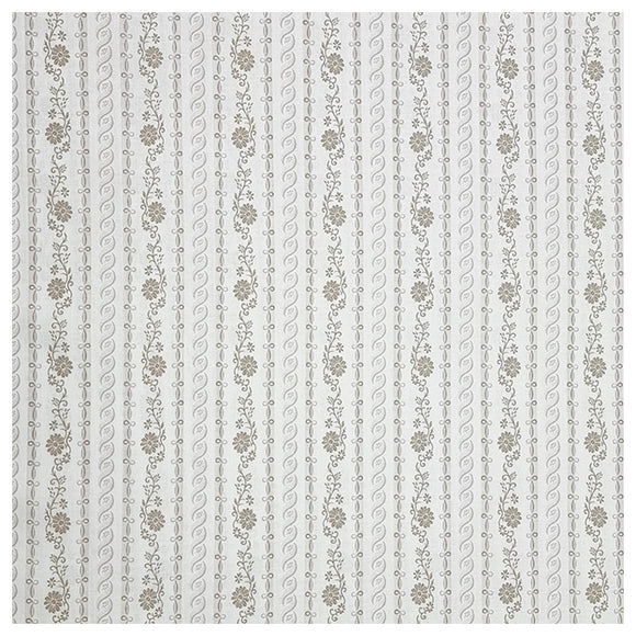 Baumwolle gestreift mit Blumenmotiv weiß und beige