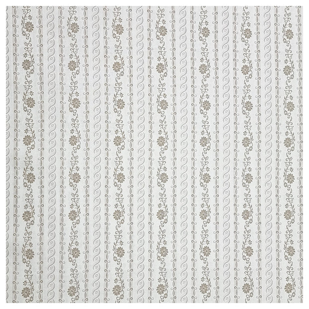 Baumwolle gestreift mit Blumenmotiv weiß und beige