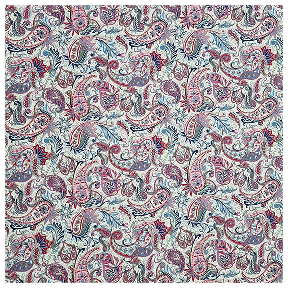 Baumwollsatin Siena paisley hellblau und rosa