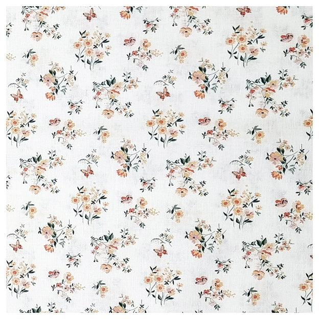 Baumwoll-Popelin Digital Blümchen weiß