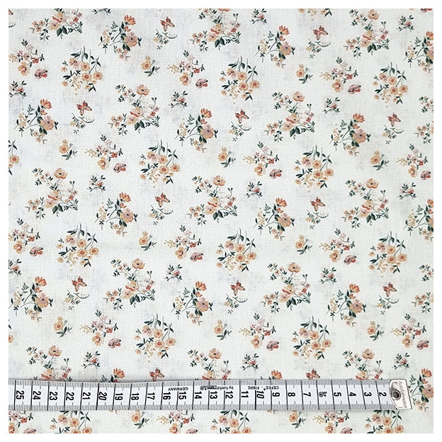 Baumwoll-Popelin Digital Blümchen weiß