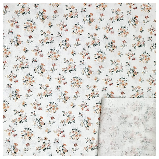 Baumwoll-Popelin Digital Blümchen weiß