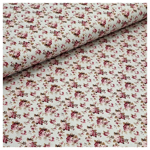 Baumwoll-Popelin Digital kleine Rosen hellgrau