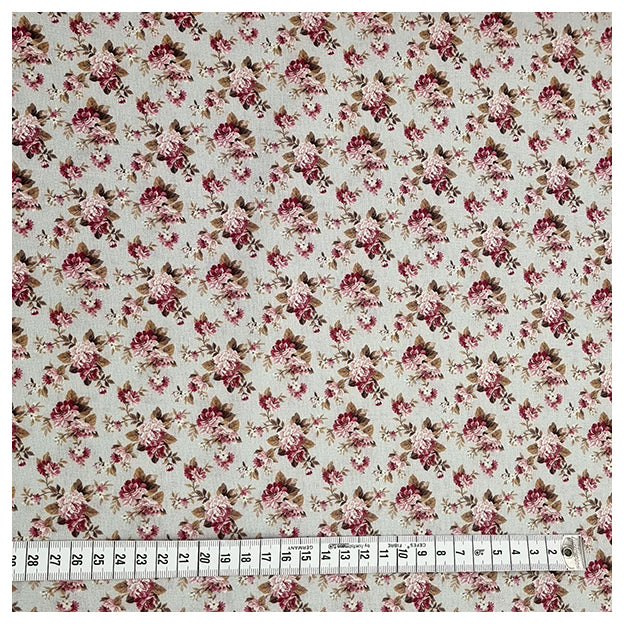 Baumwoll-Popelin Digital kleine Rosen hellgrau