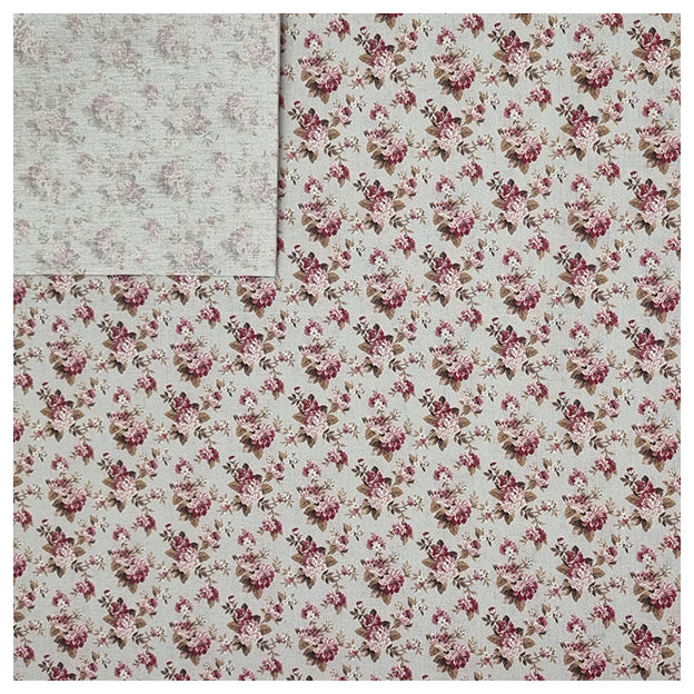 Baumwoll-Popelin Digital kleine Rosen hellgrau