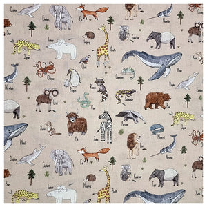 Baumwoll-Popeline Digital Tiere beige