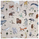 Baumwoll-Popeline Digital Tiere beige