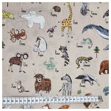 Baumwoll-Popeline Digital Tiere beige