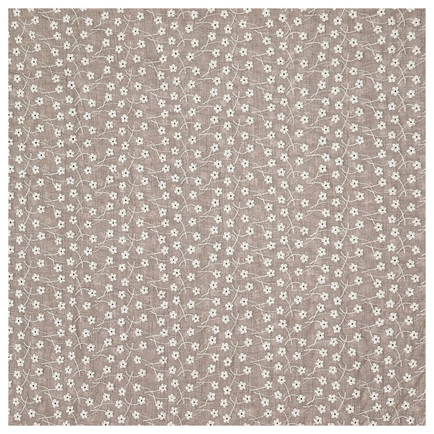 Baumwolle Stickerei Blumen hellbraun