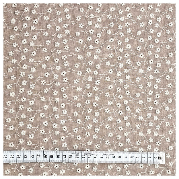 Baumwolle Stickerei Blumen hellbraun