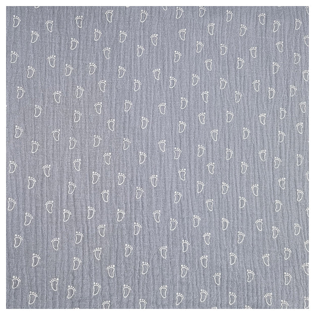 Musselin Baumwolle Fußabdrücke hellblau