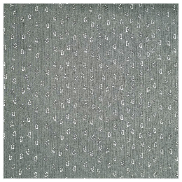 Musselin Baumwolle Fußabdrücke altgrün