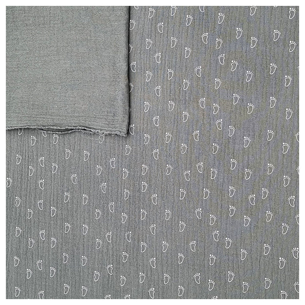 Musselin Baumwolle Fußabdrücke altgrün