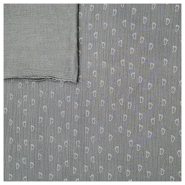 Musselin Baumwolle Fußabdrücke altgrün