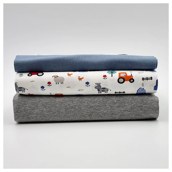 Stoffpaket Jersey little Farm und melange mit Bündchen