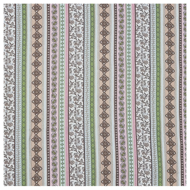 Baumwollsatin Siena rosa, hellbraun und grün