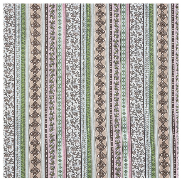 Baumwollsatin Siena rosa, hellbraun und grün