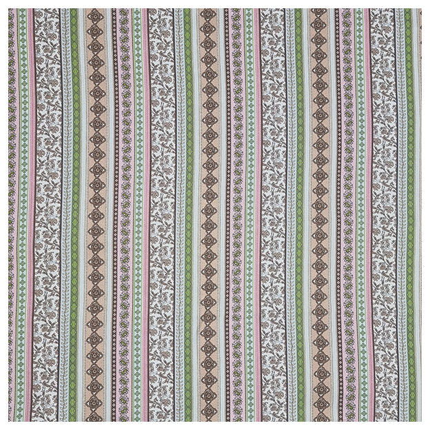 Baumwollsatin Siena rosa, hellbraun und grün