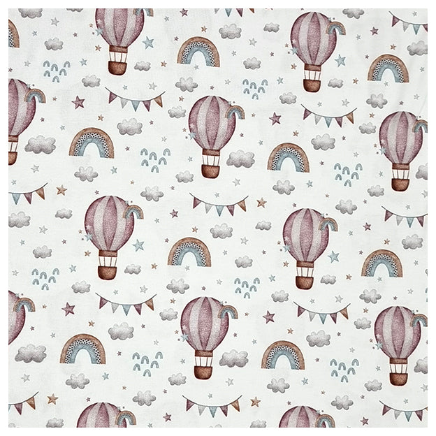 Stoffbox Jersey Regenbogen und Heißluftballon mit Bündchen