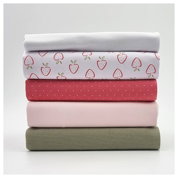 Stoffbox Jersey Erdbeeren und Ottoman mit Bündchen