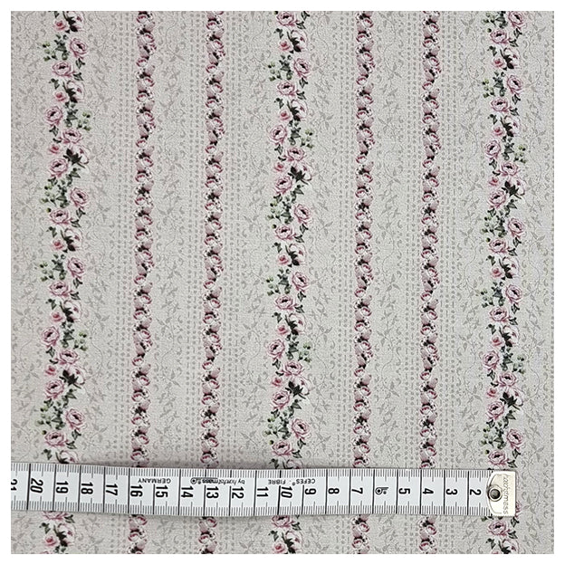 Baumwolle Ellie-Roses naturweiß und rosa