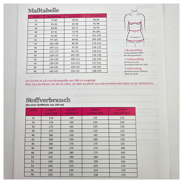 Papierschnittmuster Wickelkleid Damen Größe 32-58