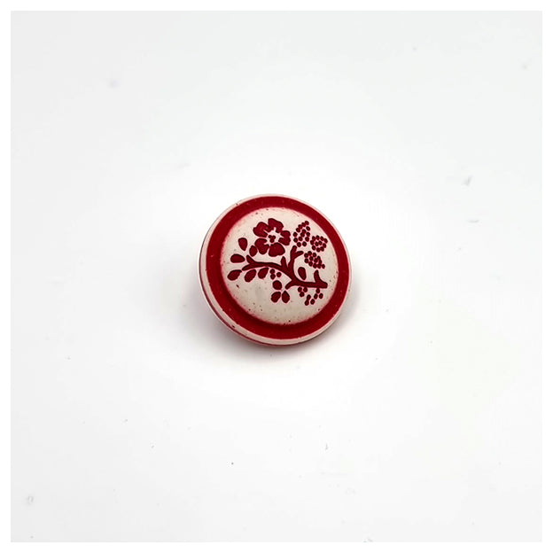 Knöpfe Blumen rot 14mm