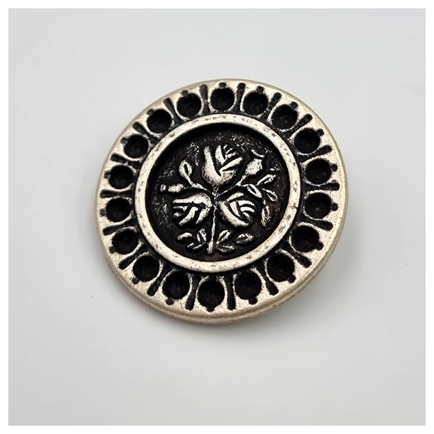 Metallknöpfe Blumen altsilber 28mm