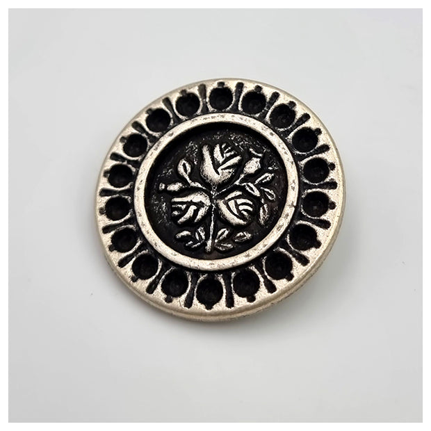 Metallknöpfe Blumen altsilber 28mm