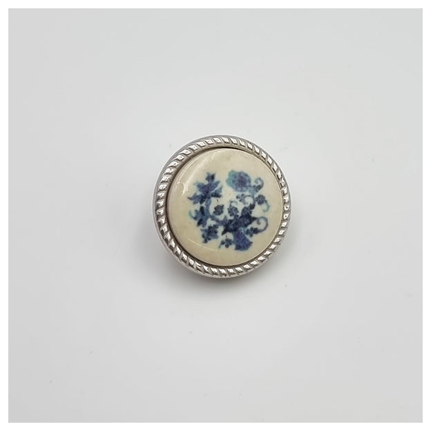 Metallknöpfe mit Blumen blau 15mm