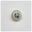 Metallknöpfe mit Blumen blau 15mm