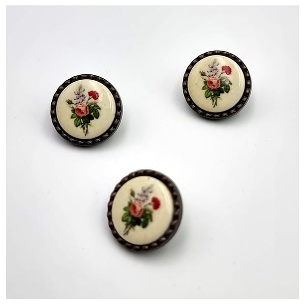 Trachtenknopf mit Blumenstrauß 15mm