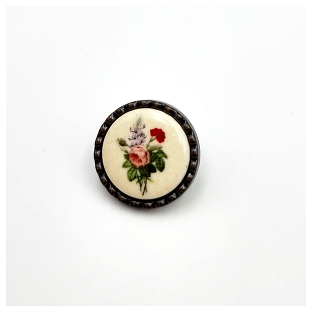 Trachtenknopf mit Blumenstrauß 15mm