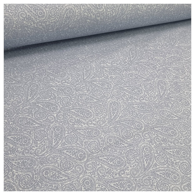 Baumwollsatin Paisley hellblau