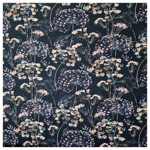 Jersey Digital botanische Blumen dunkelblau