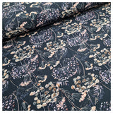 Jersey Digital botanische Blumen dunkelblau