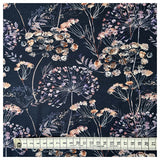 Jersey Digital botanische Blumen dunkelblau