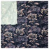 Jersey Digital botanische Blumen dunkelblau