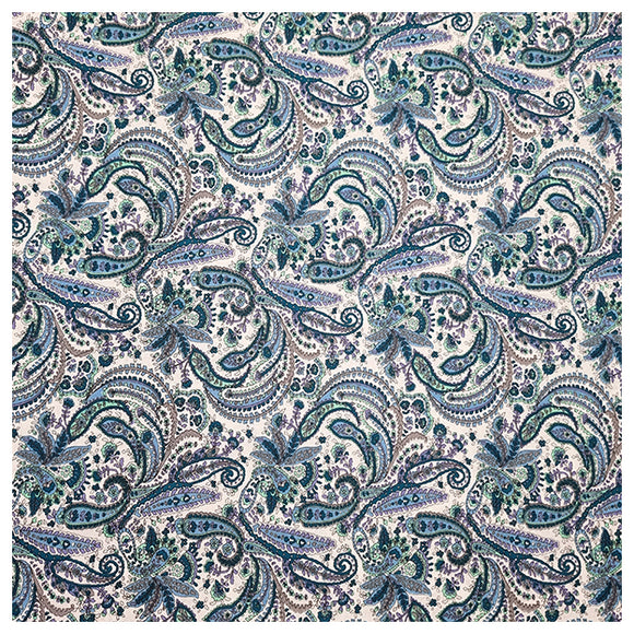 Baumwoll-Popelin Paisley blau