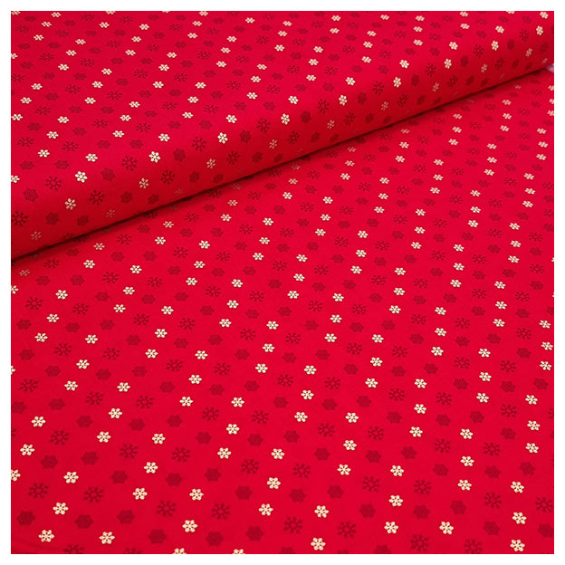 Baumwolle Schneeflocken rot