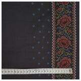 Baumwollsatin Bordüre schwarz mit rot und blau