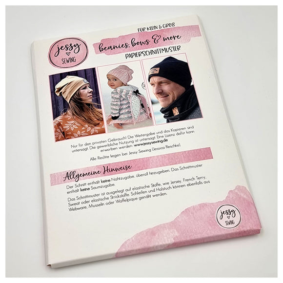 Papierschnittmuster verschiedene Beanies