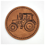 Label Traktor aus Kunstleder