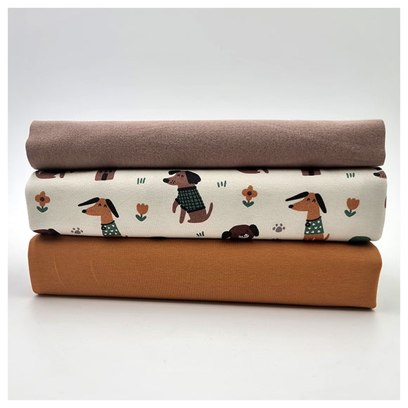 Jersey Stoffpaket Hunde und uni mit Bündchen