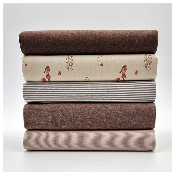 Stoffbox Jersey Vögel Bio mit Ottoman Jersey und Bündchen
